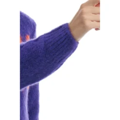 MC2 Saint Barth Rundhalset strikkejakke i lilla - Elegant og behagelig dameoverdel -Dame-strikkegensere Salg unnamed file 3536