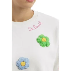 MC2 Saint Barth Rundhalset strikkejakke i hvit - Elegant og behagelig dameoverdel