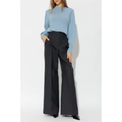 Proenza Schouler Rundhalset strikkejakke i blå - Elegant og tidløs kvalitet -Dame-strikkegensere Salg unnamed file 3651