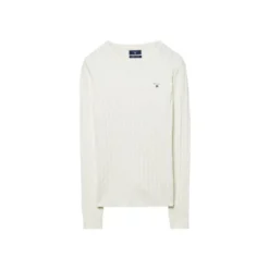 Gant STRETCH CABLE CREW Hvit - Strikkejakke for Dame