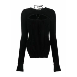 Andrea Adamo Rundhalset Strikkegenser i Svart | Elegant og Komfortabel Dameoverdel