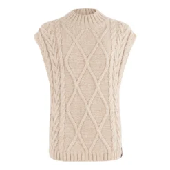 Moscow Sleeveless Knitwear Beige - Elegant Dame Overdeler i Strikk