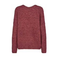 MOS MOSH V-hals Strikkegenser i Rød - Elegant og Komfortabel Damegenser