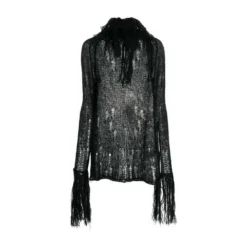 GCDS Rundhalset strikkejakke i svart - Elegant og komfortabel dameoverdel