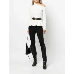 Alexander McQueen Hvit Rundhalset Genser - Elegant Strikkegenser for Damer