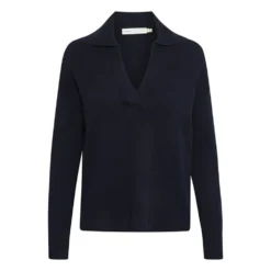InWear Yumo Polo Pullover Blå - Elegant strikkejakke for kvinner