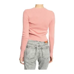 Diesel M-AREESA Logo Sweater Pink - Dame Overdeler Strikkejakker & Gensere