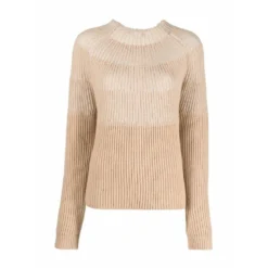 Agnona Brun Rundhalset Genser - Elegant Strikkejakke for Damer