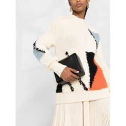 Jil Sander Hvit Rundhalset Genser - Elegant Strikkejakke for Damer