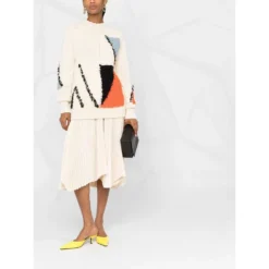 Jil Sander Hvit Rundhalset Genser - Elegant Strikkejakke for Damer -Dame-strikkegensere Salg unnamed file 3958