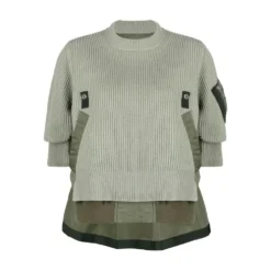Sacai Round-neck Knitwear Green - Elegant Dame Overdeler Strikkejakke -Dame-strikkegensere Salg unnamed file 3963