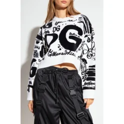 Dolce & Gabbana Hvit Ullgenser med Logo - Elegant og Komfortabel