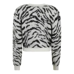 Alessandra Rich Rundhalset strikkejakke i grått - Elegant og tidløs kvalitet