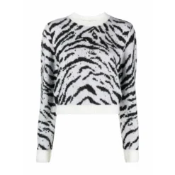 Alessandra Rich Rundhalset strikkejakke i grått - Elegant og tidløs kvalitet -Dame-strikkegensere Salg unnamed file 4021