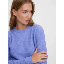 VERO MODA Lilla Vmlefile Langermet Ribbet Bluse med O-Neck i Lilla | Dame Strikkejakker & Gensere -Dame-strikkegensere Salg unnamed file 4027
