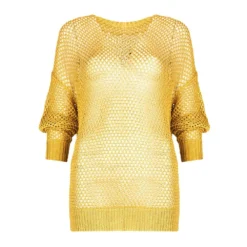 Patrizia Pepe Gul Rundhalset Genser - Elegant Strikkejakke for Damer -Dame-strikkegensere Salg unnamed file 4037