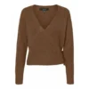 VERO MODA Brun Heaven Ls Wrap Cardigan - Elegant Strikkejakke i Brun