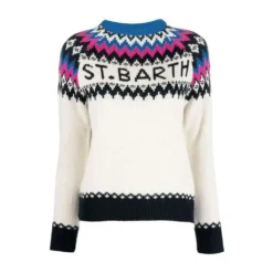 MC2 Saint Barth Rundhalset strikkejakke i hvit - Elegant og behagelig dameoverdel -Dame-strikkegensere Salg unnamed file 4048