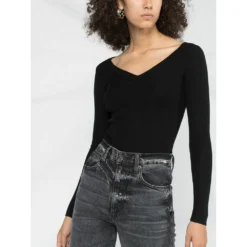 P.A.R.O.S.H. V-hals Strikkegenser i Svart - Elegant og Komfortabel Damegenser -Dame-strikkegensere Salg unnamed file 4081