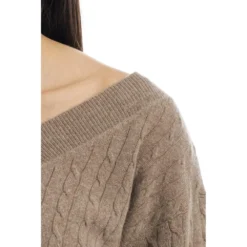 Manila Grace V-hals strikkegenser i brun | Elegant damegenser -Dame-strikkegensere Salg unnamed file 4102