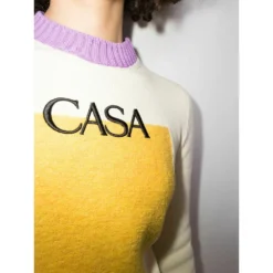 Casablanca WOMEN Colour Block Sweater Beige - Elegant Strikkejakke for Damer -Dame-strikkegensere Salg unnamed file 412