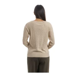 Manila Grace V-hals Strikkegenser i Beige - Elegant og behagelig damegenser -Dame-strikkegensere Salg unnamed file 4122