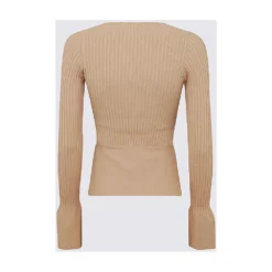 Andrea Adamo Rundhalset Strikkegenser i Beige - Elegant og Komfortabel Dameoverdel