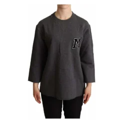 Dolce & Gabbana Brodert Pullover Genser i Grå - Elegant Strikkejakke for Damer -Dame-strikkegensere Salg unnamed file 4167