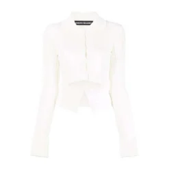 Andrea Adamo Rundhalset strikkejakke i hvit - Elegant og behagelig damegenser -Dame-strikkegensere Salg unnamed file 4173