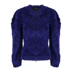 Stella McCartney FURRY TEXTURET STRĂ
KLIET CROP GENSER I BlÄ - Elegant og moderne strikkejakke for damer