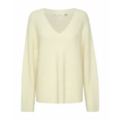 Gestuz Alphagz V-Pullover Knit Klær Beige/Ivory - Elegant strikkejakke for kvinner -Dame-strikkegensere Salg unnamed file 4211