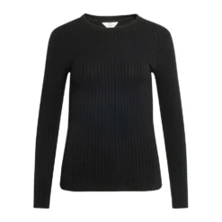 Mads Nørgaard Solid Tuba LS Tee Black - Elegant langermet topp for kvinner