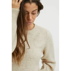 Fransa Off-White Sophy Genser - Hvit Strikkegenser for Dame -Dame-strikkegensere Salg unnamed file 4245