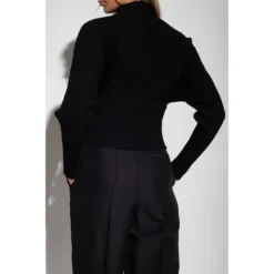 Tory Burch Ribbed Sweater Black - Elegant Dame Strikkegenser