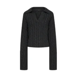 Joseph V-hals Strikkegenser i Grå | Elegant og Komfortabel Damegenser