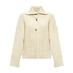 Aeron Bay Sweater With Collar Beige - Elegant Dame Strikkejakke -Dame-strikkegensere Salg unnamed file 4296