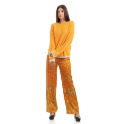 Seventy Rundhalset strikkejakke i appelsin - Myk og behagelig kvalitet