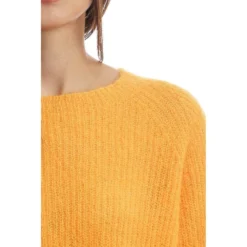 Seventy Rundhalset strikkejakke i appelsin - Myk og behagelig kvalitet -Dame-strikkegensere Salg unnamed file 4304