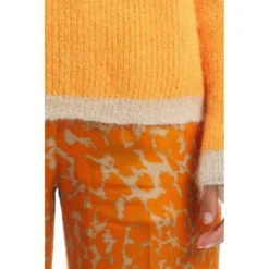 Seventy Rundhalset strikkejakke i appelsin - Myk og behagelig kvalitet -Dame-strikkegensere Salg unnamed file 4306