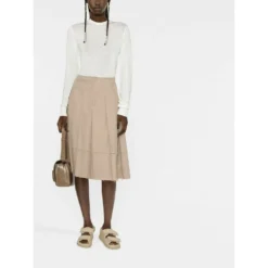 Jil Sander Hvit Rundhalset Genser - Elegant Strikkejakke for Kvinner