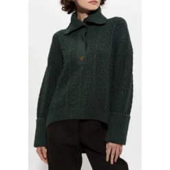 Aeron Bay Sweater With Collar Green - Elegant Dame Strikkejakke -Dame-strikkegensere Salg unnamed file 4346