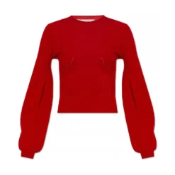 Stella McCartney Ribbed Sweater Red - Elegant Dame Overdeler i Strikk -Dame-strikkegensere Salg unnamed file 440