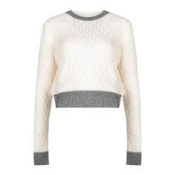 PINKO Rundhalset strikkejakke i beige - Elegant og behagelig dameoverdel -Dame-strikkegensere Salg unnamed file 4409