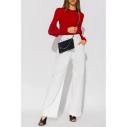 Stella McCartney Ribbed Sweater Red - Elegant Dame Overdeler i Strikk -Dame-strikkegensere Salg unnamed file 441