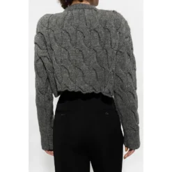 HALFBOY Cropped Sweater Gray - Strikkejakke for Damer