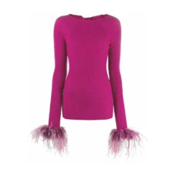 Giuseppe Di Morabito Rundhalset strikkejakke i lilla - Elegant og behagelig dameoverdel