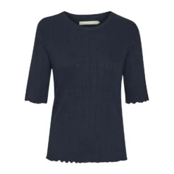 Karen by Simonsen Rundhalset strikkejakke i blå - Elegant og behagelig damegenser