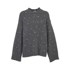 MSGM Rundhalset strikkejakke i grått - Elegant og komfortabel dameoverdel