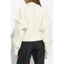Iceberg Sweater med Ståkrage i Beige - Elegant strikkejakke for damer -Dame-strikkegensere Salg unnamed file 4482