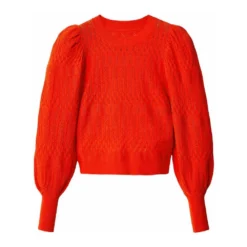 Desigual Dame Rundhalset Genser i Strikk - Orange